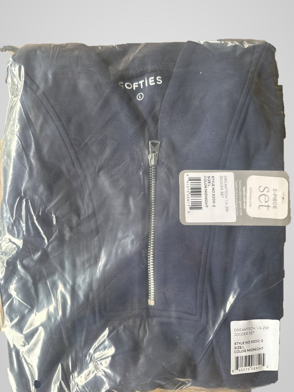 NWT Softies DreamTech 1/4 Zip Jogger Set Women's Large Midnight 2-Piece